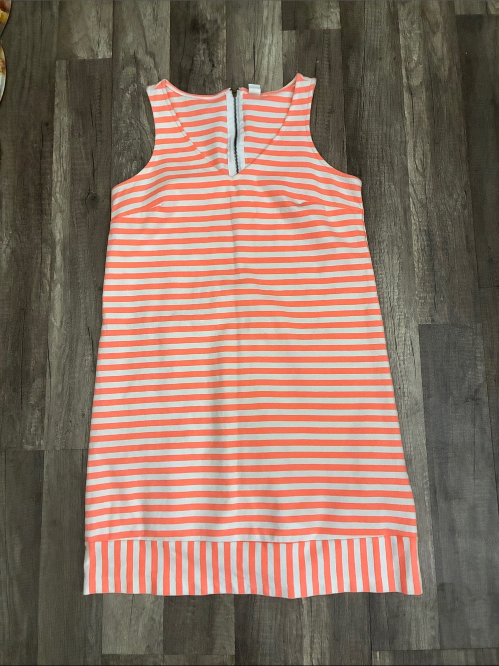 Old Navy Coral and White Striped Midi Dress